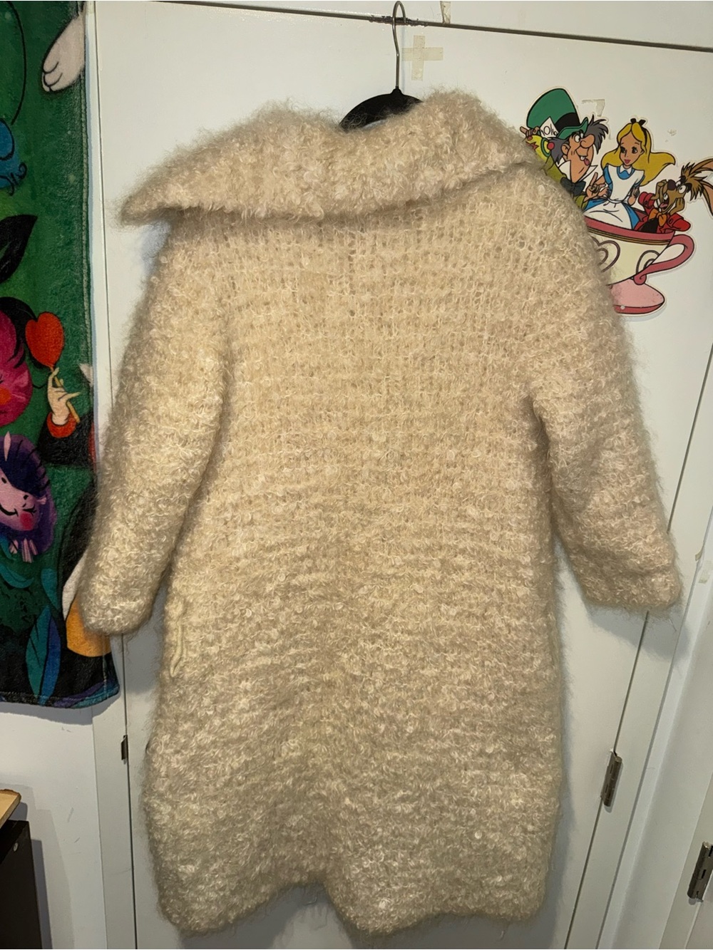 Free People 88% Mohair Bouclé Long Coat Cream Ivory Size XS - Picture 8 of 8